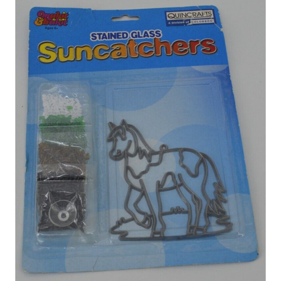 Vintage Toy Fun Makit & Bakit Stained Glass Painted Horse Pony Sun Catcher - Picture 1 of 13